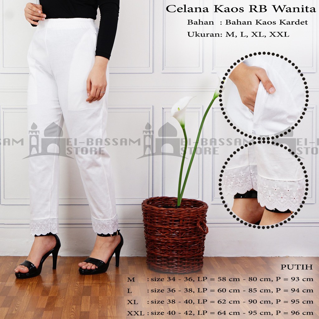 Celana Wanita Kaos RB Putih Perlengkapan Umroh / Perlengkapan Haji