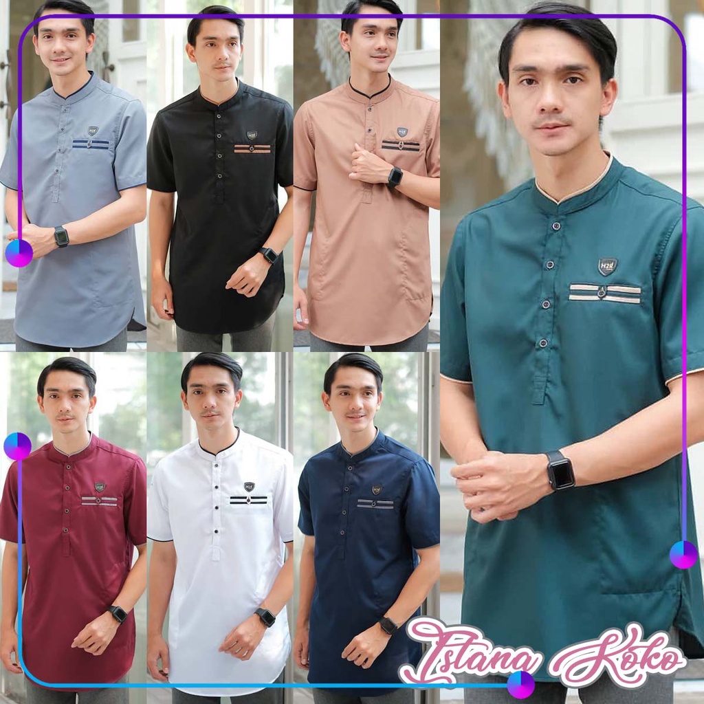 Kurta Lebaran Bahan Toyobo Warna Hijau Biru Tosca - Kurta Pendek