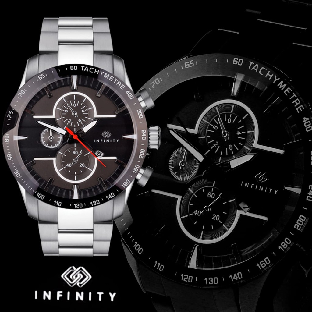 JAM TANGAN PRIA INFINITY 8687 TALI RANTAI TERBARU TERMURAH WATER RESIST FREE BOX