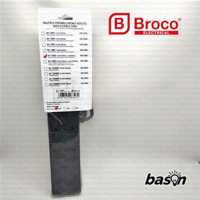 BROCO 15852 Stop Kontak 3 Lubang + Universal 2 Lubang + Kabel 1.5 m