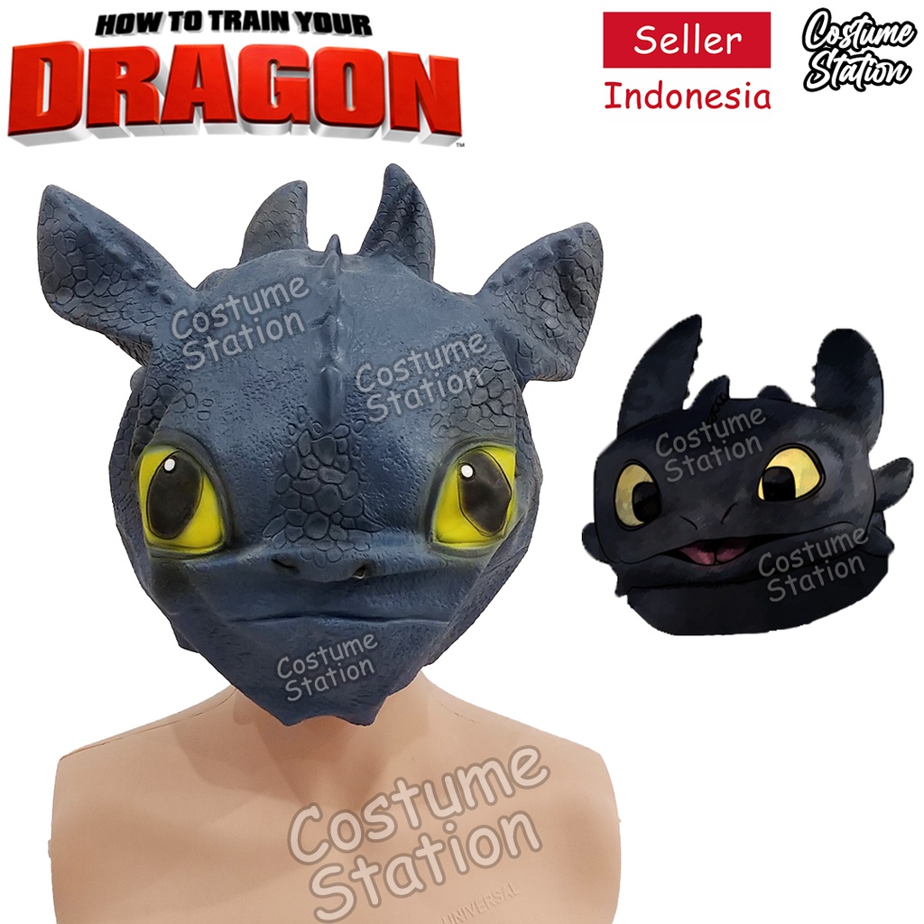 Topeng Toothless Dragon / Mask Naga Latex Hewan Binatang Animal Pesta Halloween