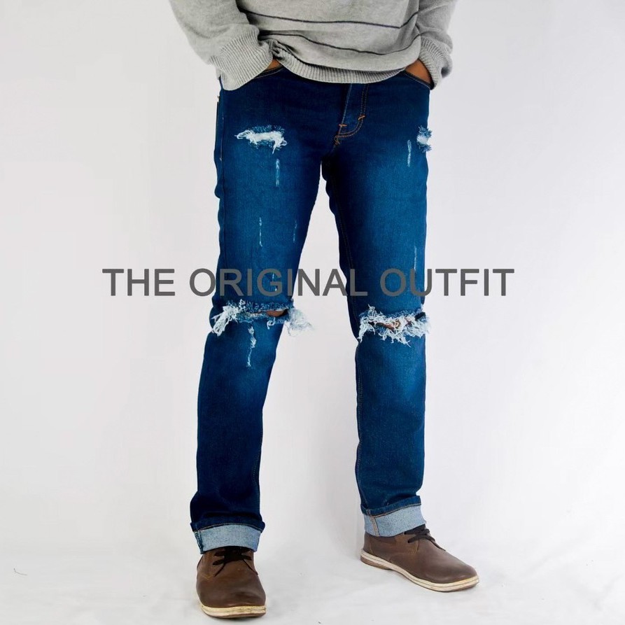 Celana Sobek Jeans Panjang Priat PREMIUM Celana Denim Cowok Distro