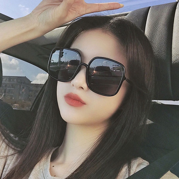 Kacamata Wanita Retro Square Oversized Anti Blue Light / Kaca mata Over size Korean Fashion Hitam Import Sunglasses / TV-127