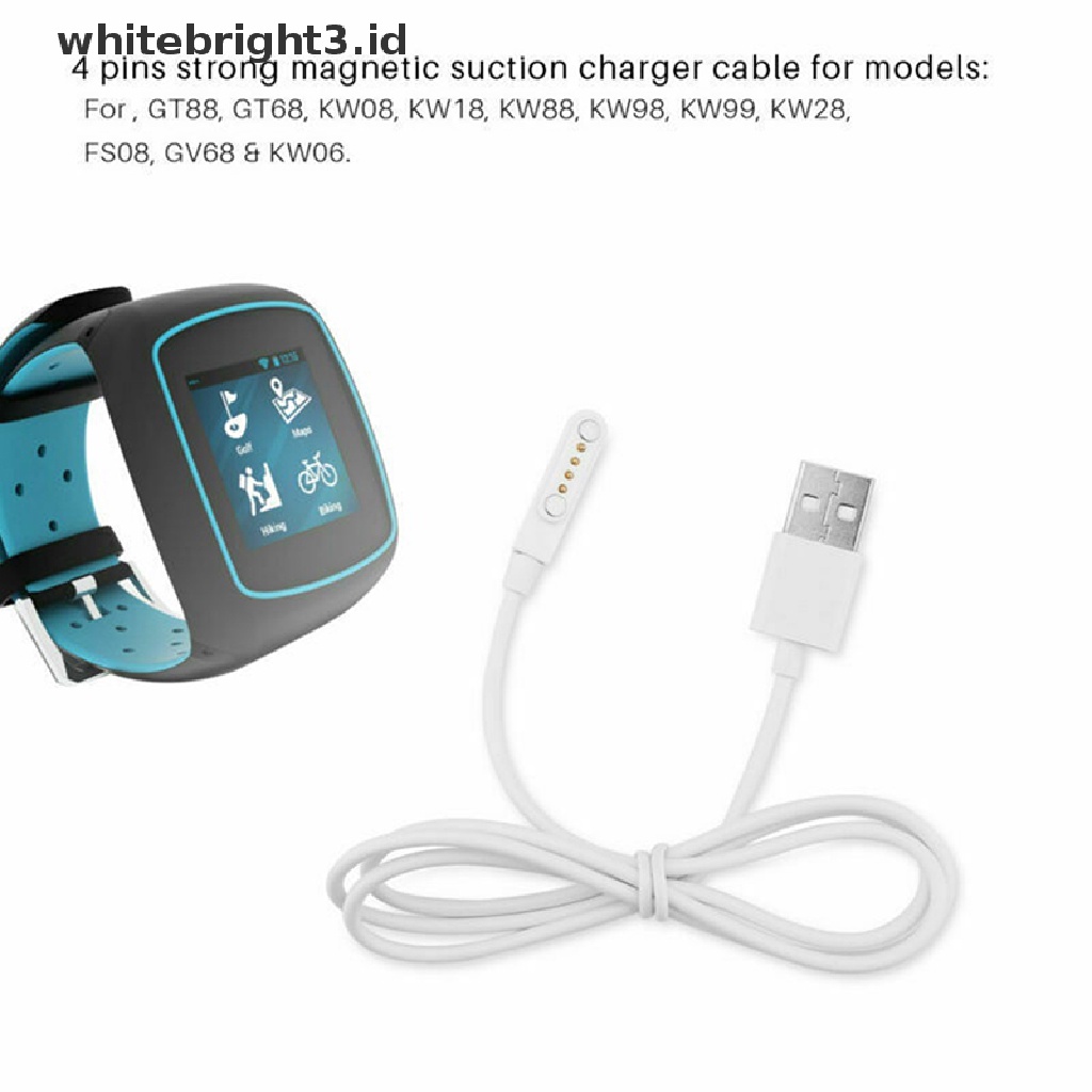 (whitebright3.id) Kabel Power Charger USB 2.0 Magnetik 4 Pin Untuk Smartwatch KW88