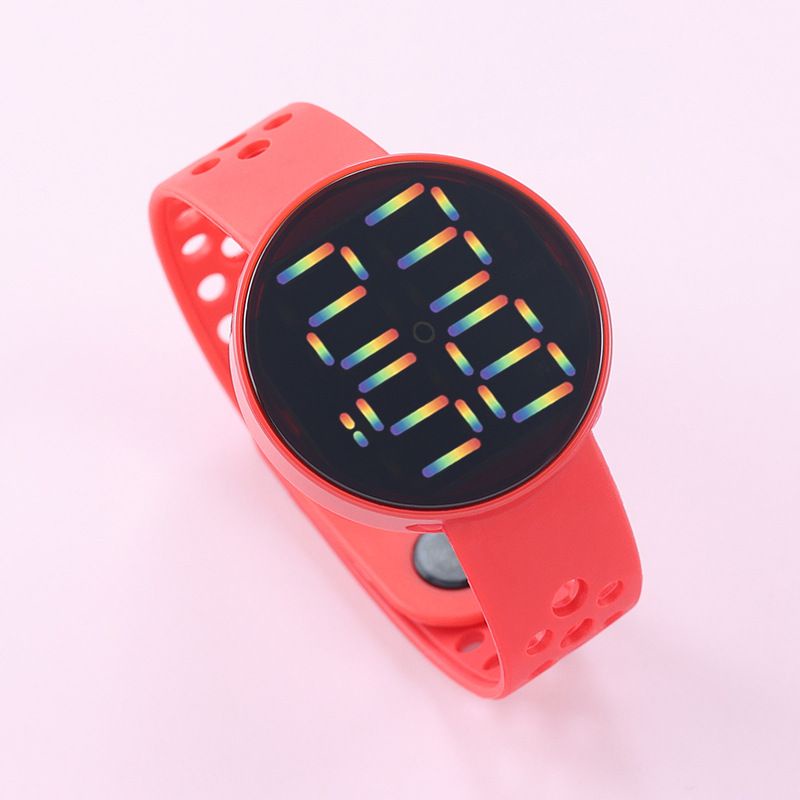 Jam Tangan LED BULAT Digital Pria Wanita Rubber