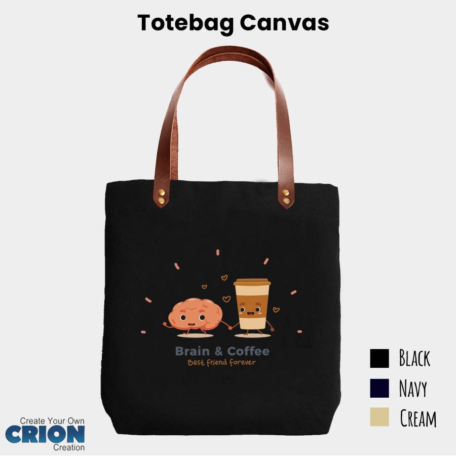 Totebag Canvas Synthetic Leather Strap Friendship Food Series By crion