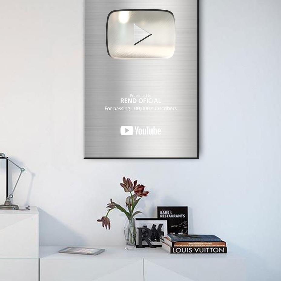 SALE TERBARU CUSTOM NAMA CHANNEL YOUTUBE PENGHARGAAN SILVER PLAY BUTTON 100.000 SUBSCRIBER