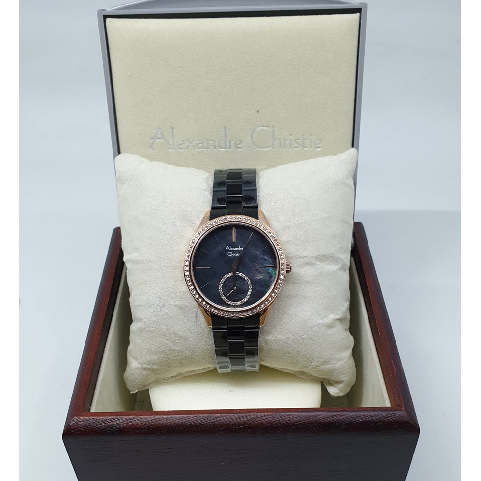 Alexandre Christie Ac2715 Rosegold Black, Jam Tangan Wanita, Original