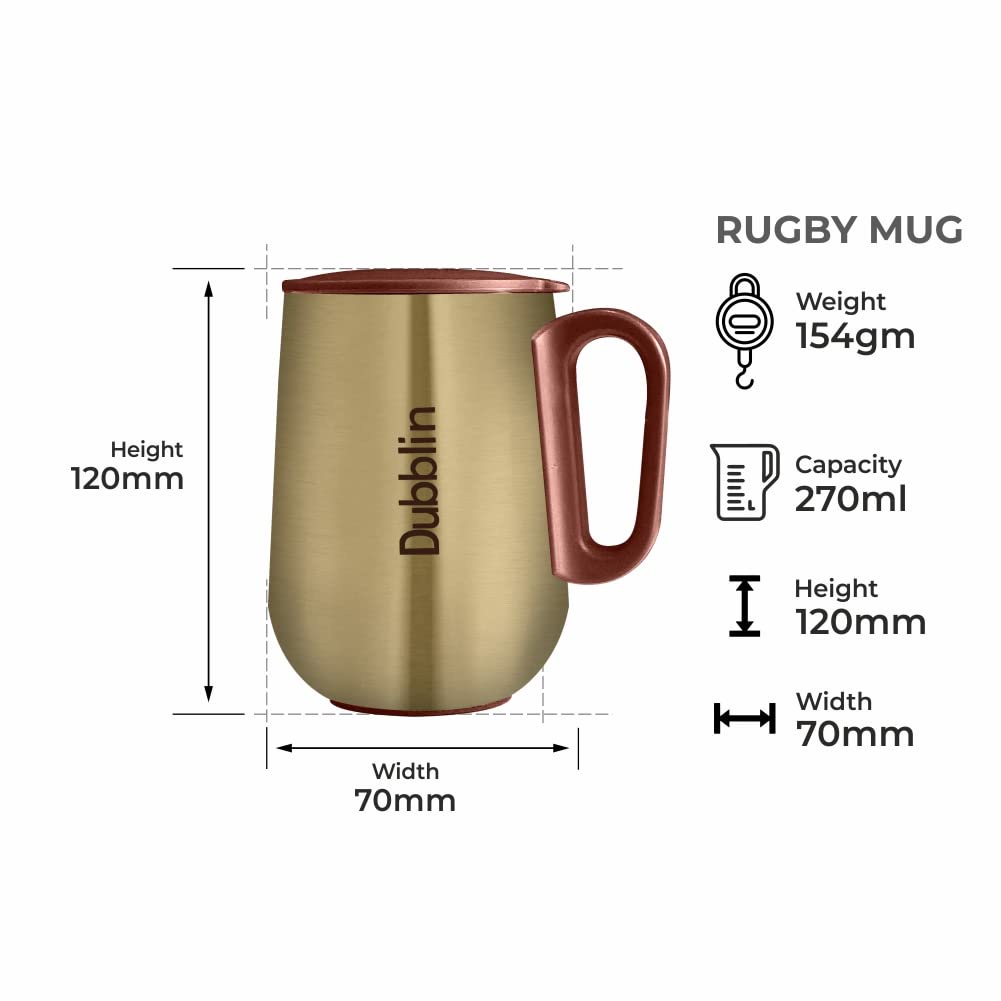 KUP - COD MURAH NEW MUG GELAS CANGKIR DUBBLIN RUGBY 270ML STAINLEESS - TAHAN PANAS DAN DINGIN