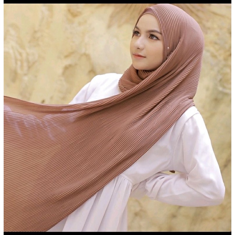 Pashmina plisket full lidi ceruty/hijab pashmina/pashmina plisket ceruty tanpa garis tengah/hijab vi