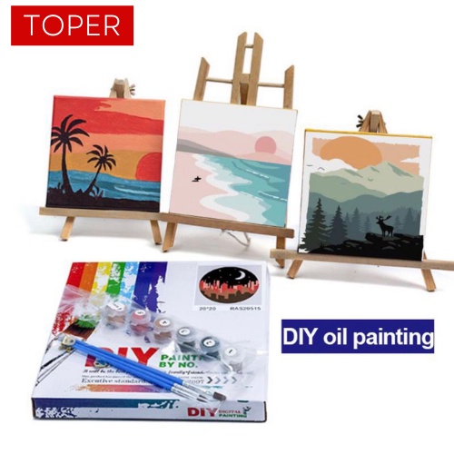

TOPER Paint By Number Kit DIY 20x20 Canvas (Free Kuas dan Cat Air) Painting Set/ Canvas Lukisan 20x20