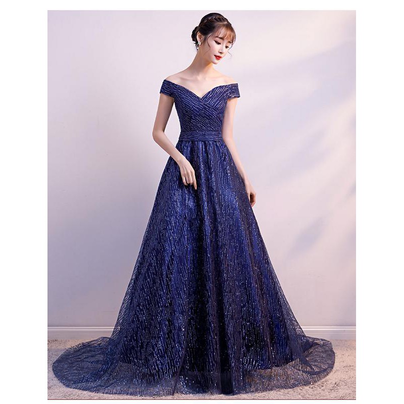 Gaun Pesta 1901042 Navy Sabrina Party Dress Gown
