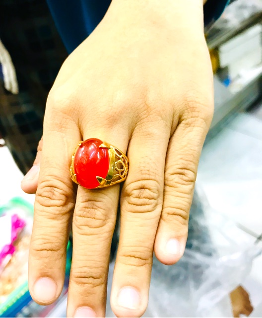 Cincin / cincin batu merah / cincin batu / yaxiya / xuping / lapisemas cincin batu