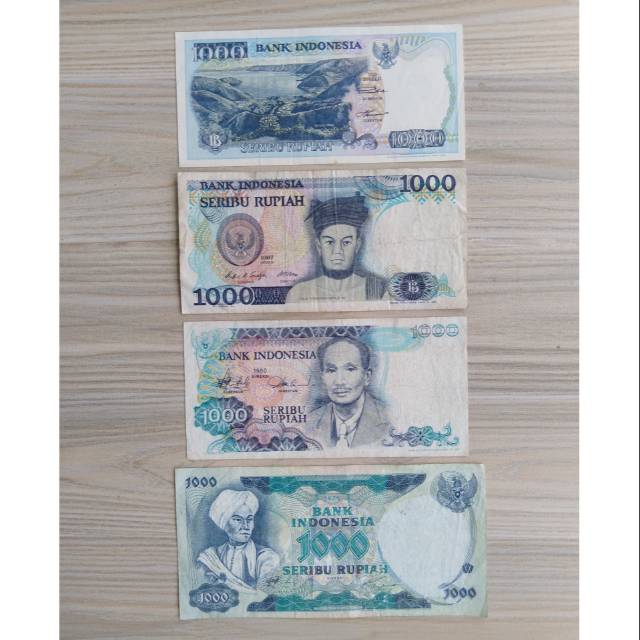 Uang lama Indonesia 1000 rupiah 4 generasi