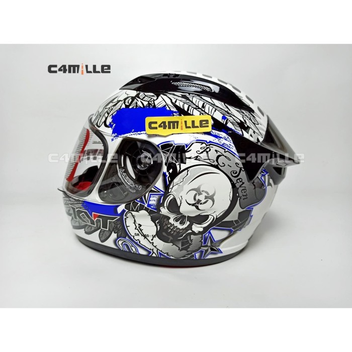 HELM KYT RC7 RC 7 MOTIF 13 WHITE BLACK BLUE FULL FACE