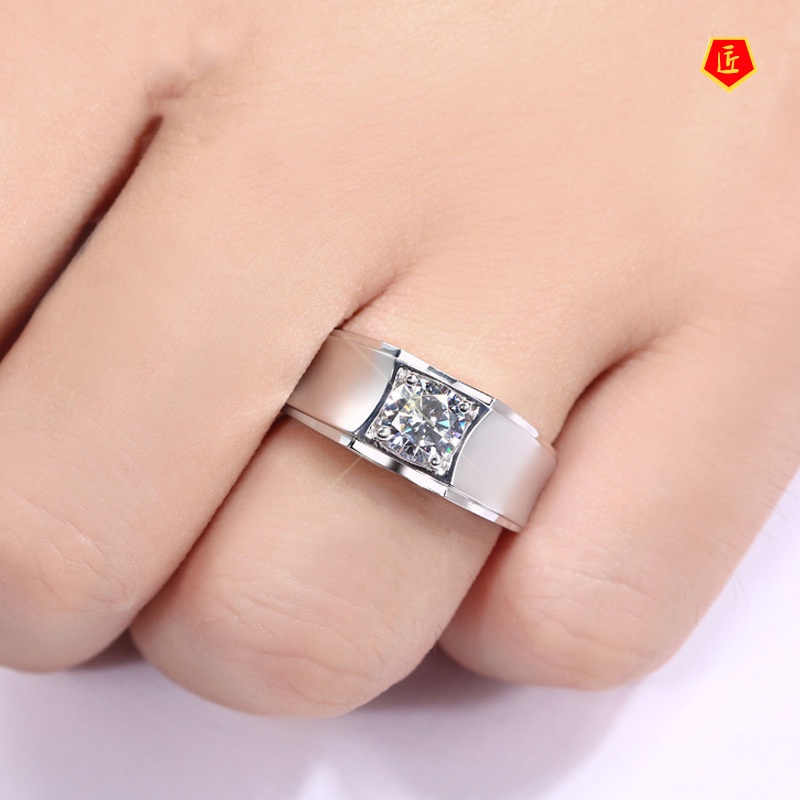 [Ready Stock]Men's Personality Fashion Moissanite Ring