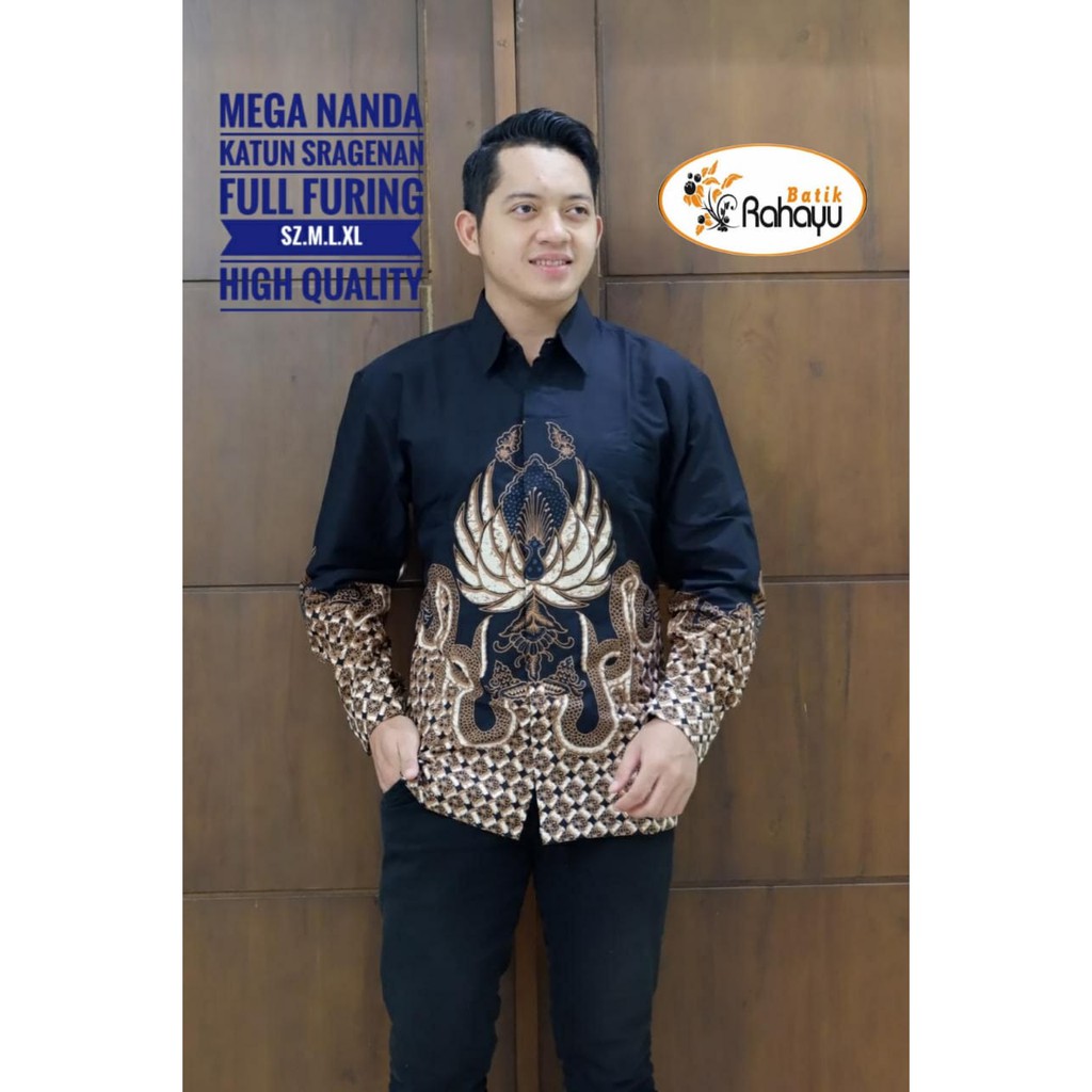 MEGA NANDA Kemeja Batik Pria Katun Sragenan Full Furing