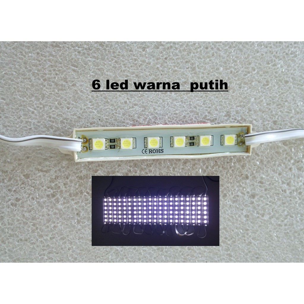 Modul LED Strip 6 Mata SMD 5050 WATERPROOF 12v Warna Putih