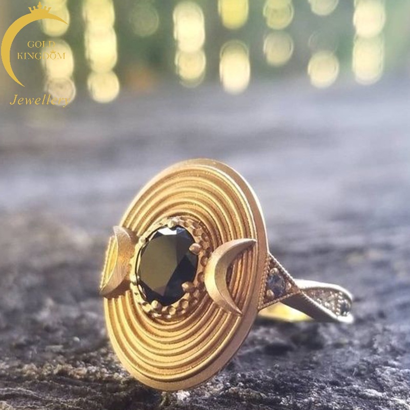 Cincin Sapphire Lapis Emas Gaya Korea Untuk Wanita