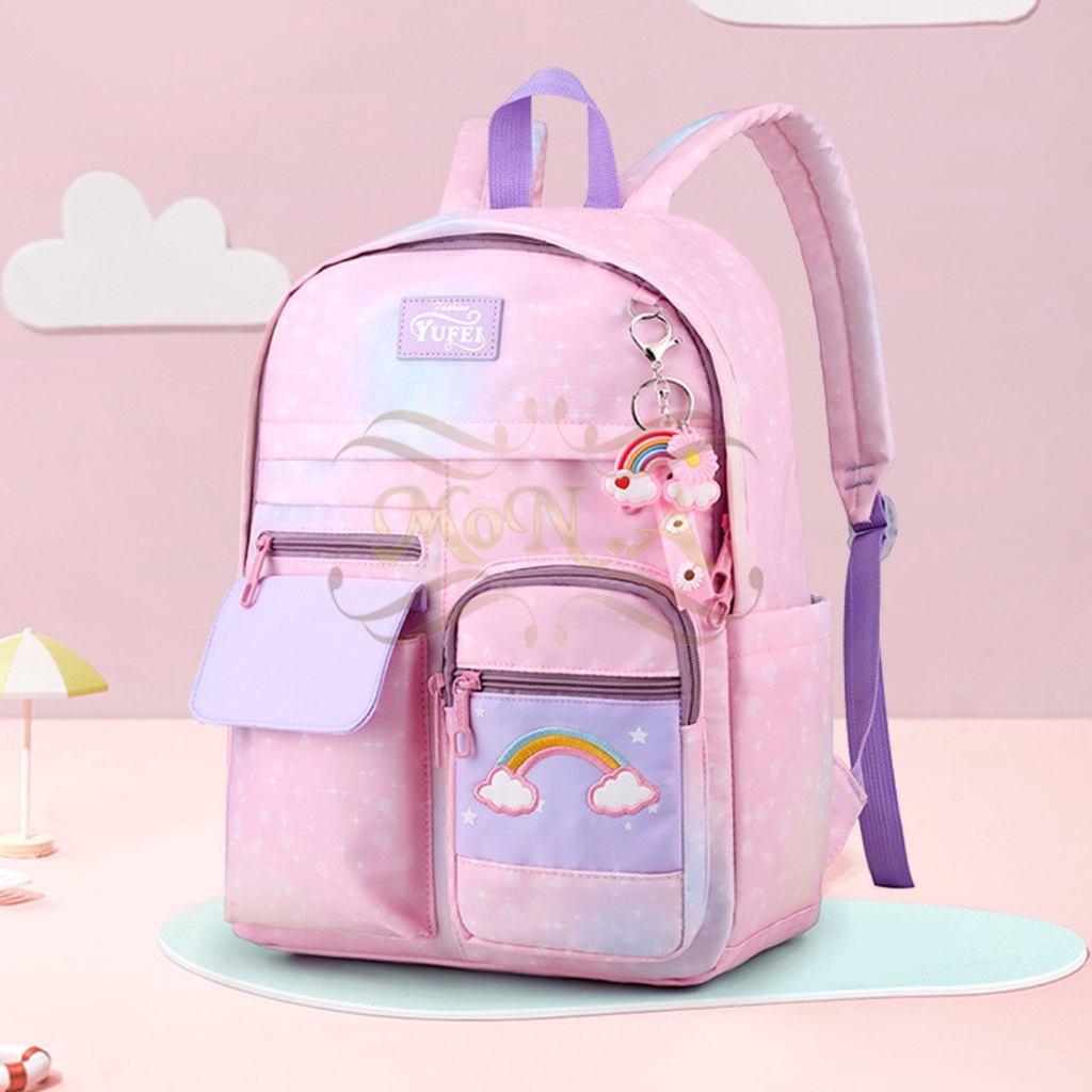 [M.TOYS] FREE GANTUNGAN PELANGI -TAS SEKOLAH RANSEL ANAK SD/SMP/SMA CEWEK Motif PELANGI CANTIK LUCU WATERPROOF (TAHAN AIR) -M0179