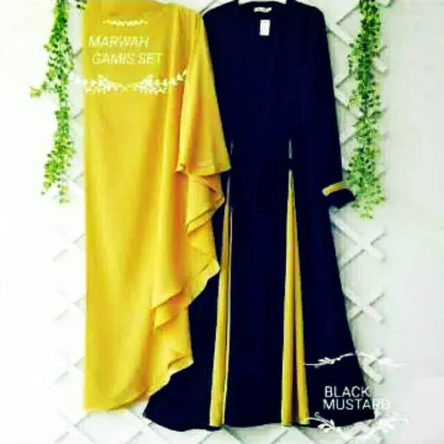 Gamis set marwah/syari warna kuning kunyit