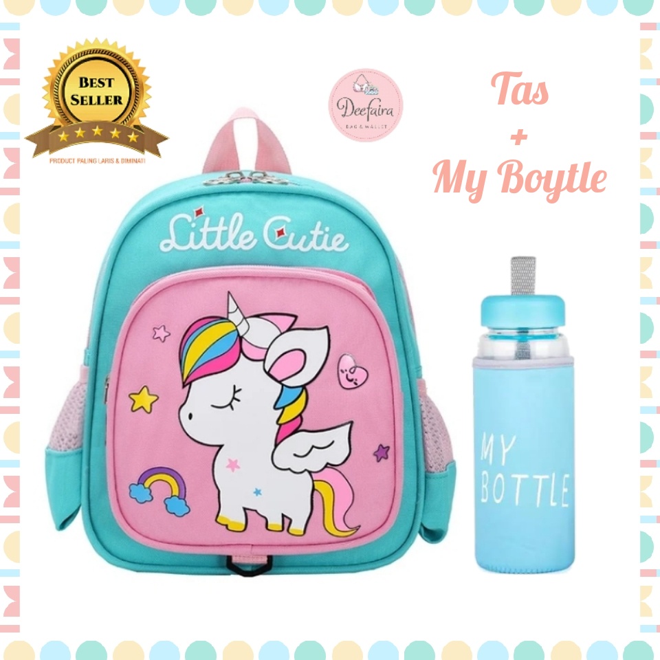 Tas Sekolah Anak Perempuan Paud TK SD little Cute Free My Bottle