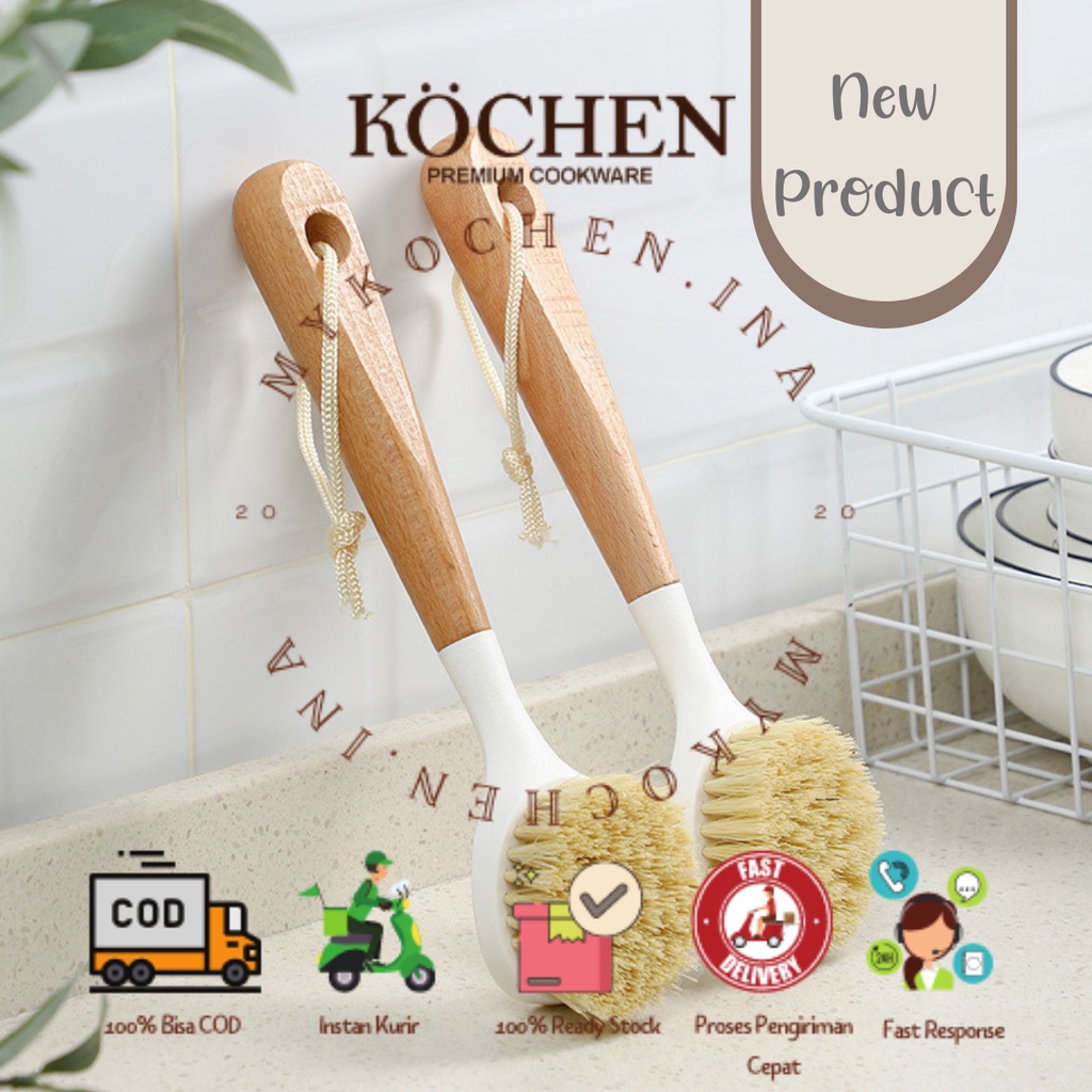 MYKOCHEN.INA Wooden Cleaning Tools Sikat Serbaguna Korea Aesthetic Minimalis Kitchen Brush Pot Cleaning Tool Diswashing Wood Brush Multifungsi Sikat Cuci Piring