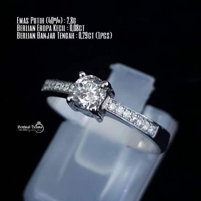 Cincin Berlian Banjar Emas Putih Model Mata 1 Tabur Micro
