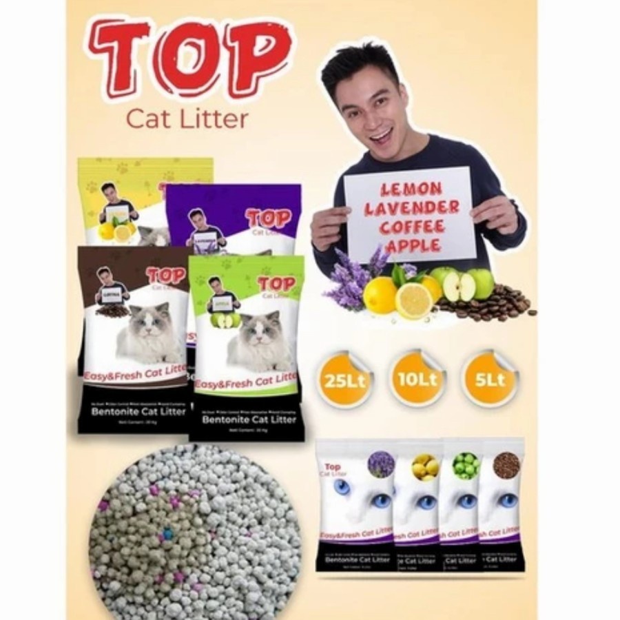 Pasir Kucing Gumpal Wangi - TOP Cat Litter Bentonite 5 L ( 5 Liter )