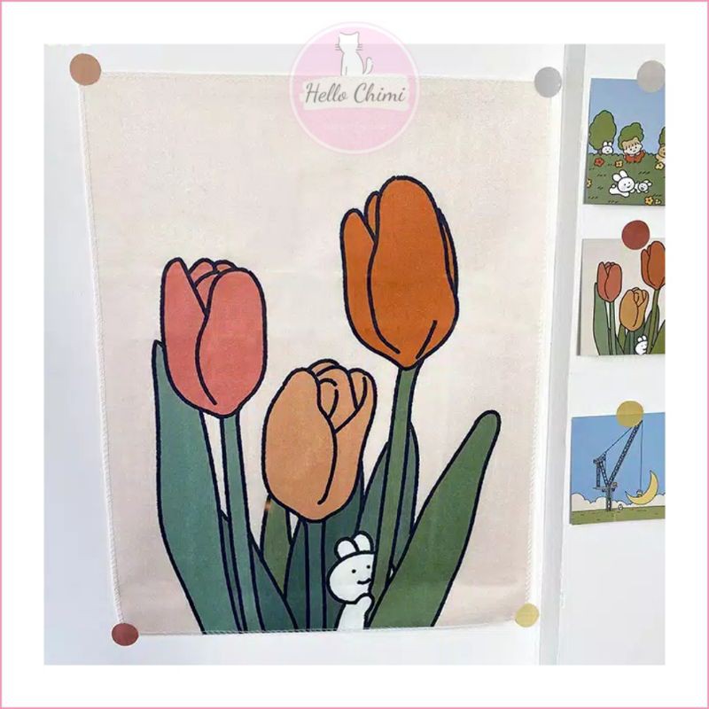 FLOWER WALL HANGING DECOR CLOTH | DEKORASI DINDING KAIN VINTAGE AESTHETIC