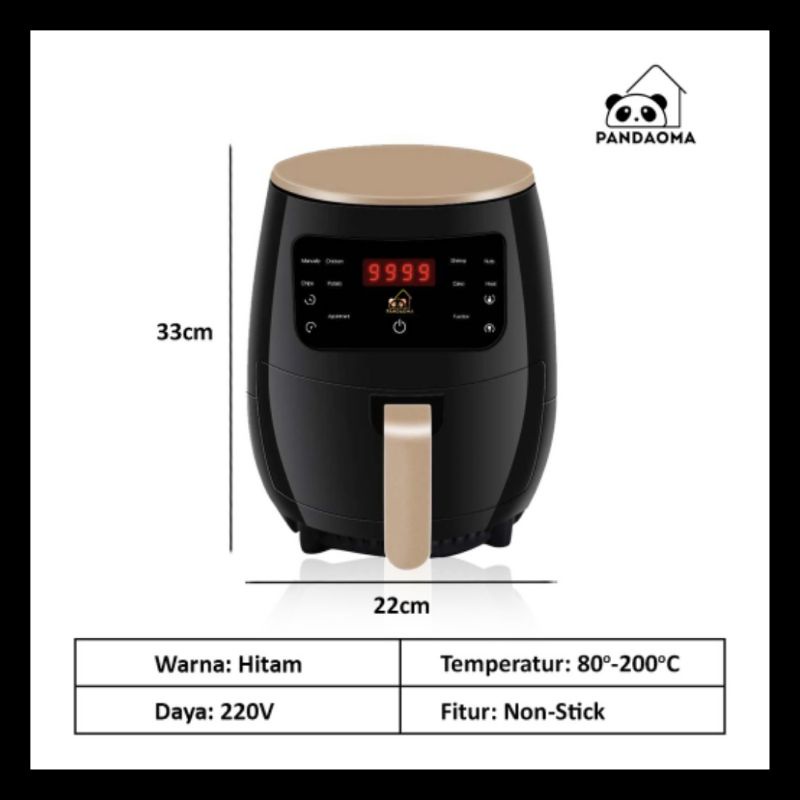 Pandaoma Air Fryer Mesin Penggoreng Tanpa Minyak 4,5L 1200watt