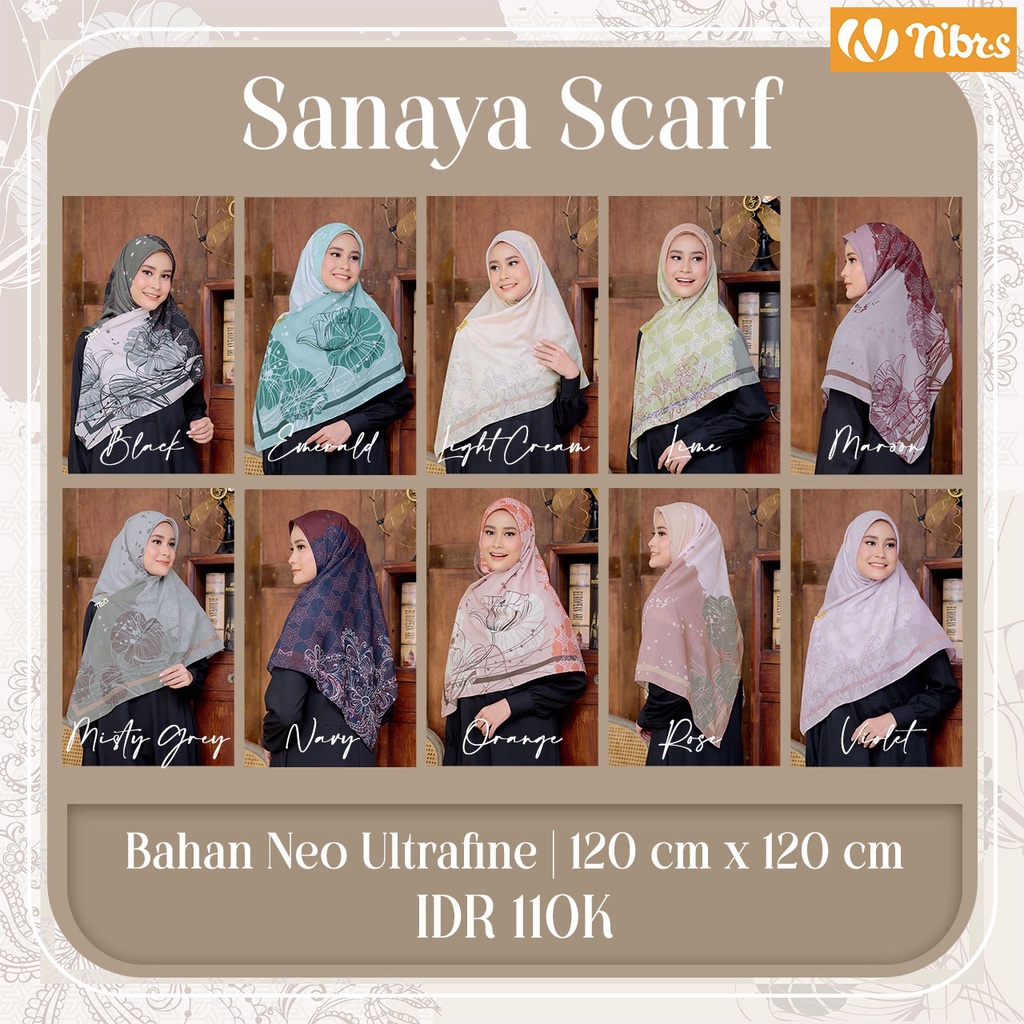 Hijab Segiempat Sanaya Scarf Bahan Neo Ultrafine Nibras Hijab Murah Fashion Style