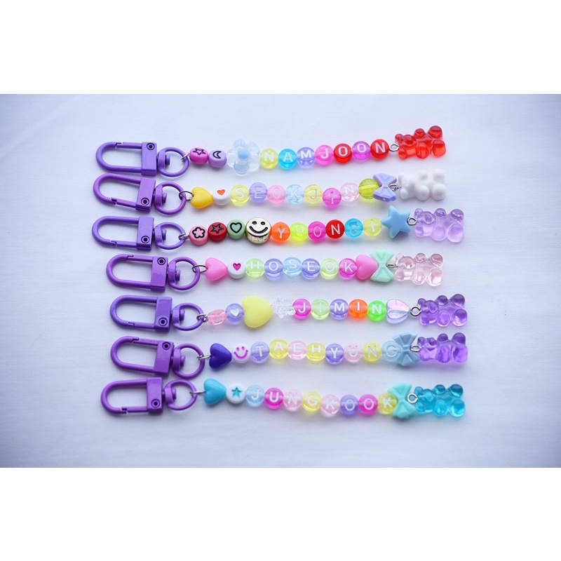 BTS KEYCHAIN BEADS STRAP PHONE | GANTUNGAN KUNCI BTS MANIK TALI HP | RM JIN SUGA JHOPE V JIMIN JUNGK