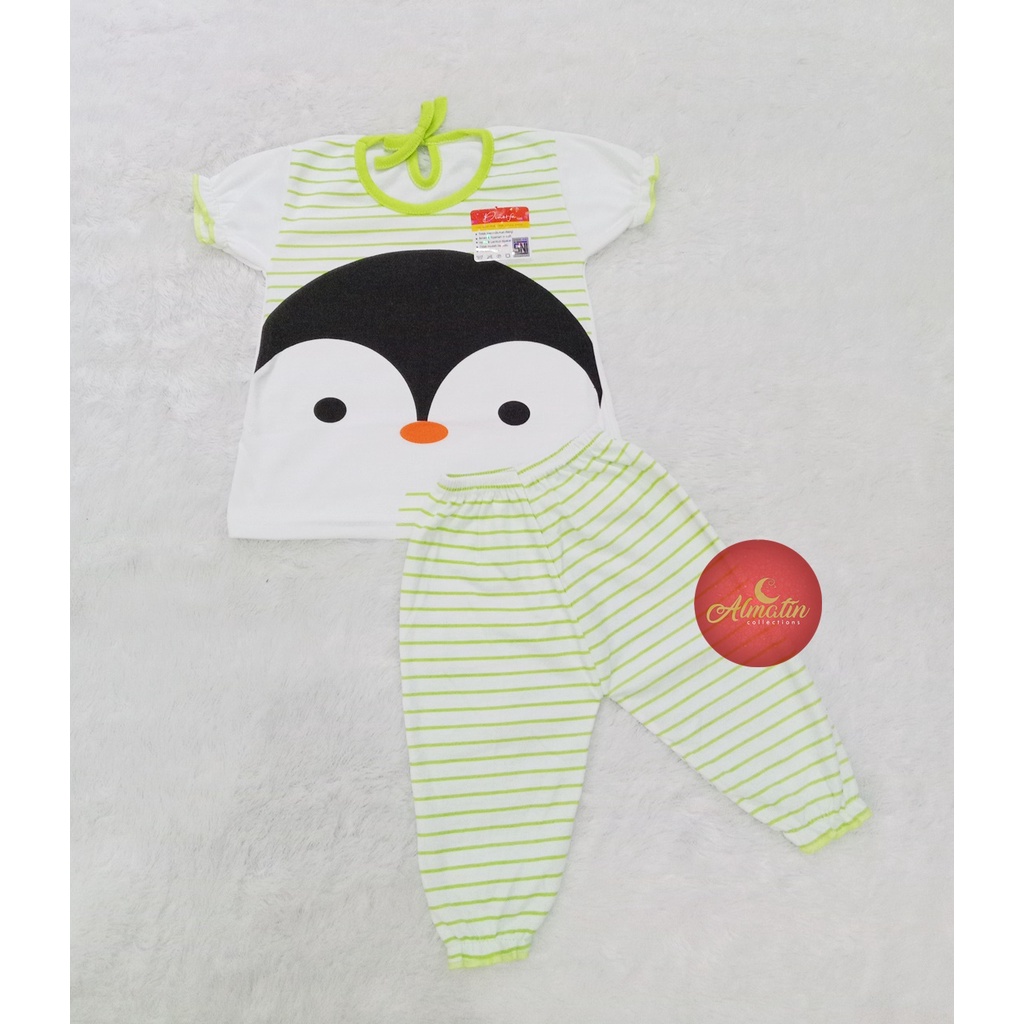 Setelan Anak Unisex / Set Baju Pendek / Baju Bayi tangan pendek celana panjang / Baju Anak Motif Pinguin