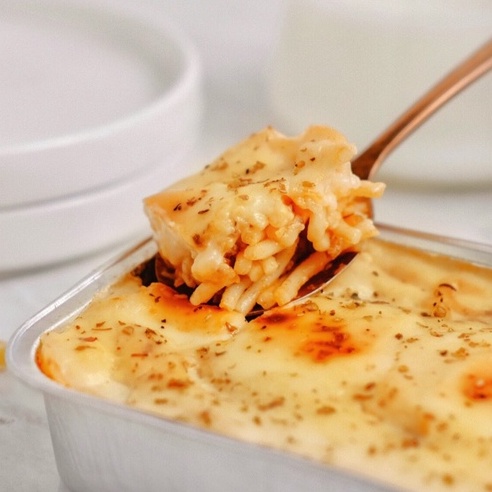 

Spaghetti Brulee Halal | Spaghetti Panggang 15x10cm