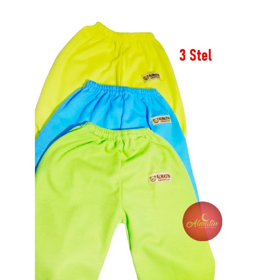 3Stel Baju Bayi / Piyama Bayi Kancing Pundak / Setelan Baju Bayi Polos Almatin