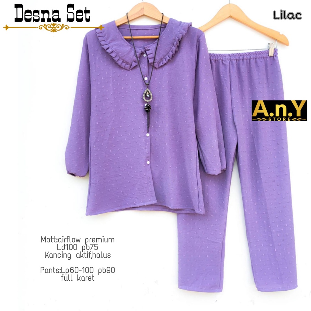 DESNA SET BY ANY - SET BAJU DAN CELANA WANITA-LILAC