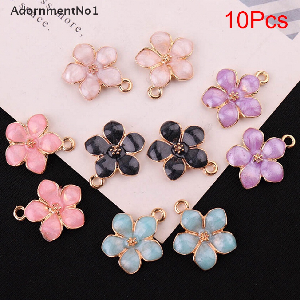 (AdornmentNo1) 10pcs / Set Liontin Bunga Enamel Bahan Alloy Untuk Membuat Perhiasan DIY