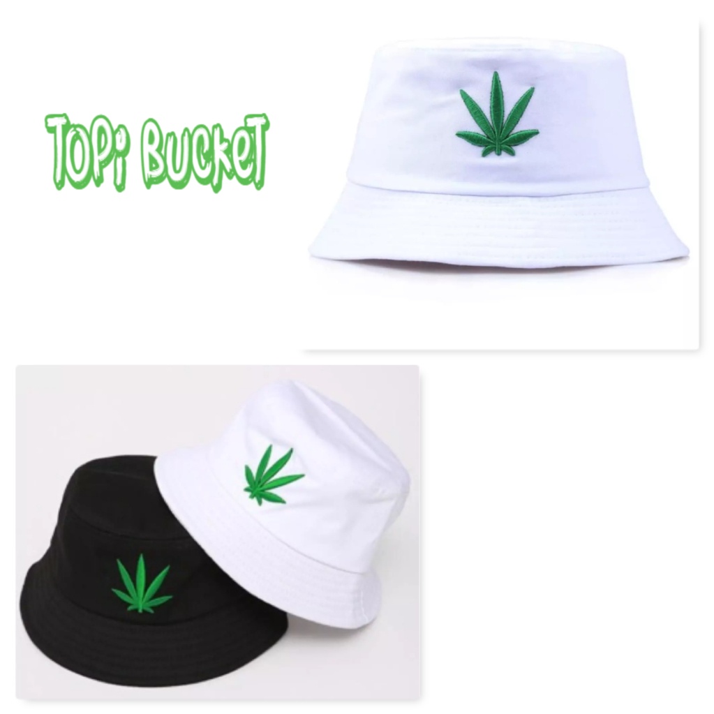 new Topi bucket wanita canabis/topi ember termurah unisex/realpict/bisa COD