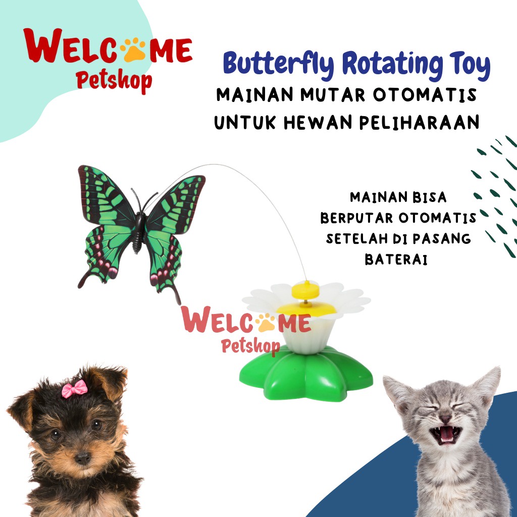 Butterfly Rotating Toy Mainan Kucing Elektronik Rotasi Cat Toy