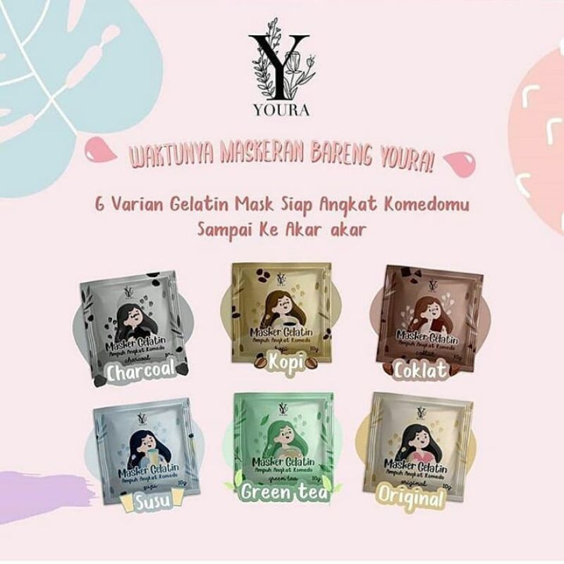 ( BELI 10 GRATIS SPATULA) Masker Gelatin/ komedo by Youra 10g