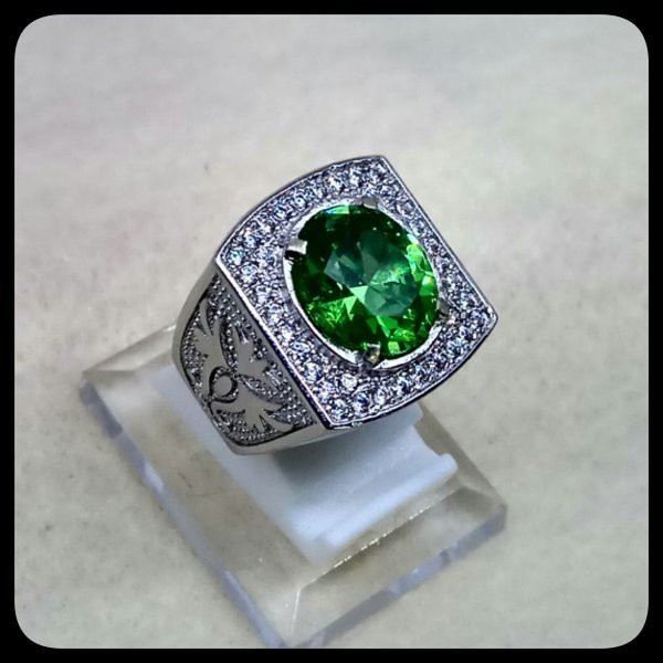 CINCIN BATU PERMATA GREEN AQUAMARINE FULL CUTTING SUPER MEWAH SIAP PAKAI !!!