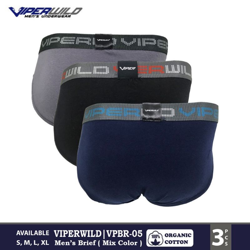 Viper Wild Celana Dalam Pria Original Branded Isi 3 Pcs Reguler Katun Premium