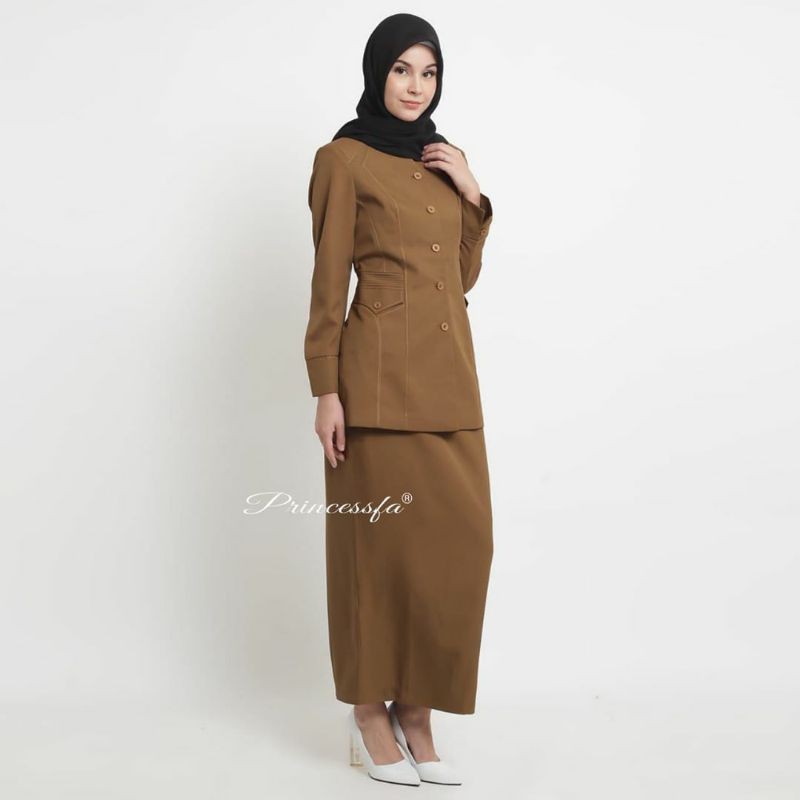 baju pns / baju khaki / seragam PNS / seragam Pemda tua rok SPAN rempel belakang