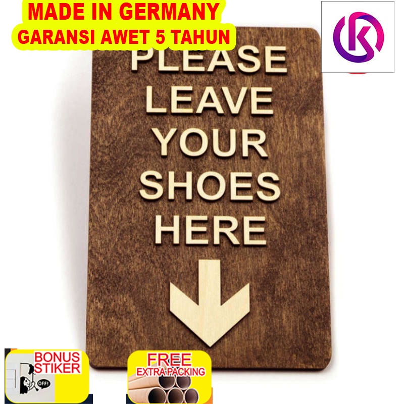 

Promo Sign Board Kayu Leave Your Shoes Here | Sign Kayu Timbul Modern