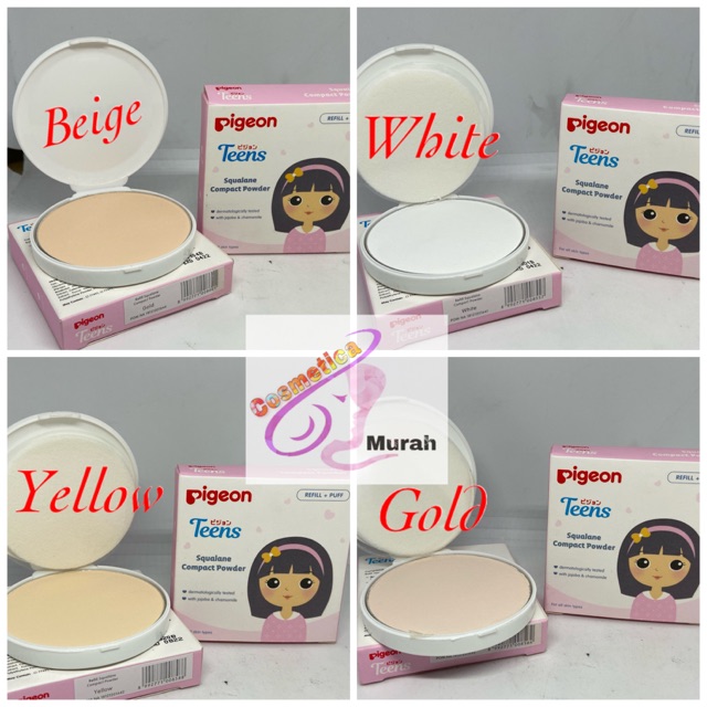 box pink - [ refill ] pigeon teens squalane compact powder // bedak padat pigeon squalane