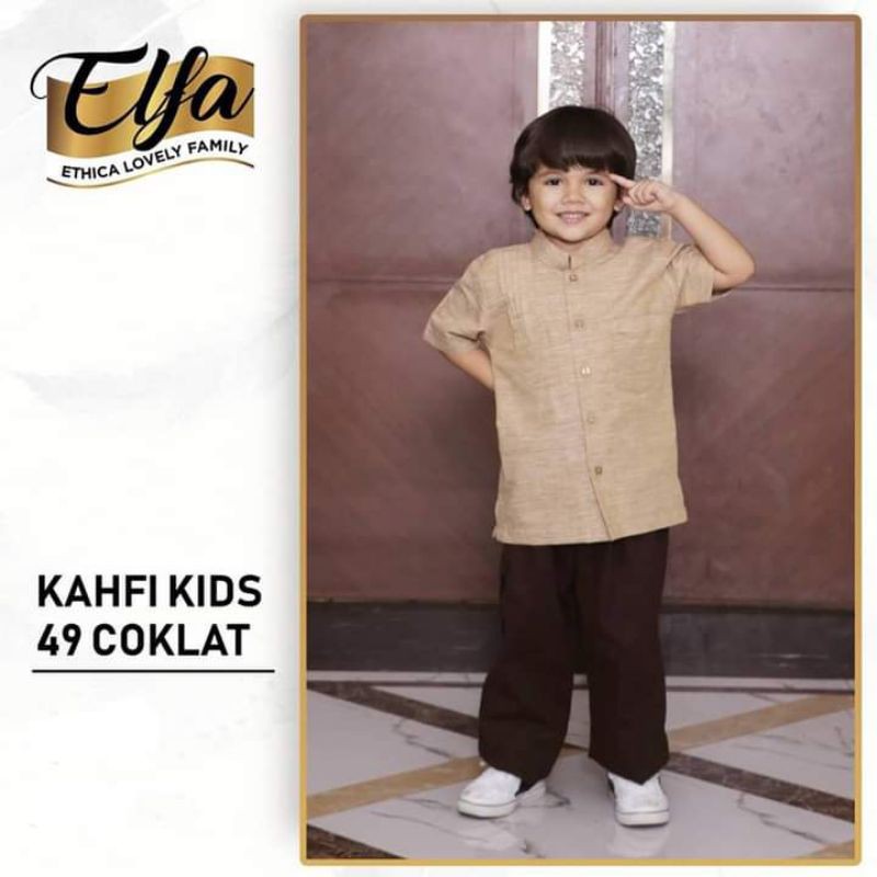 Ethica Kahfi Kids 49 Coklat Setelan Koko Anak Lengan Pendek Set Celana Panjang