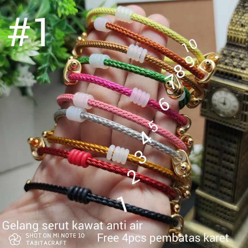Gelang tali kawat waterproof serutGelang Tangan Wanita /Pria anti air