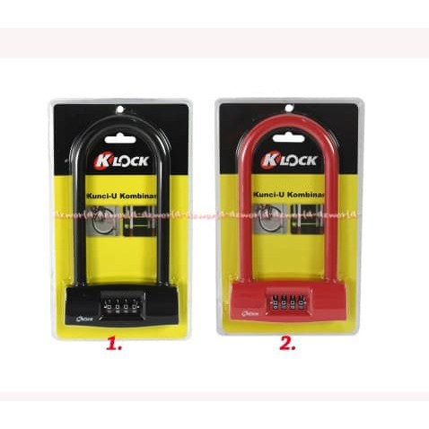 K-Lock Gembok Kombinasi Kunci U 30cm Hitam Merah Alat Pengunci Motor Sepeda Gembok Ikat Ke Tiang dengan Nomer Klock K Lock U Key Combination Padlock Rantai Tiang