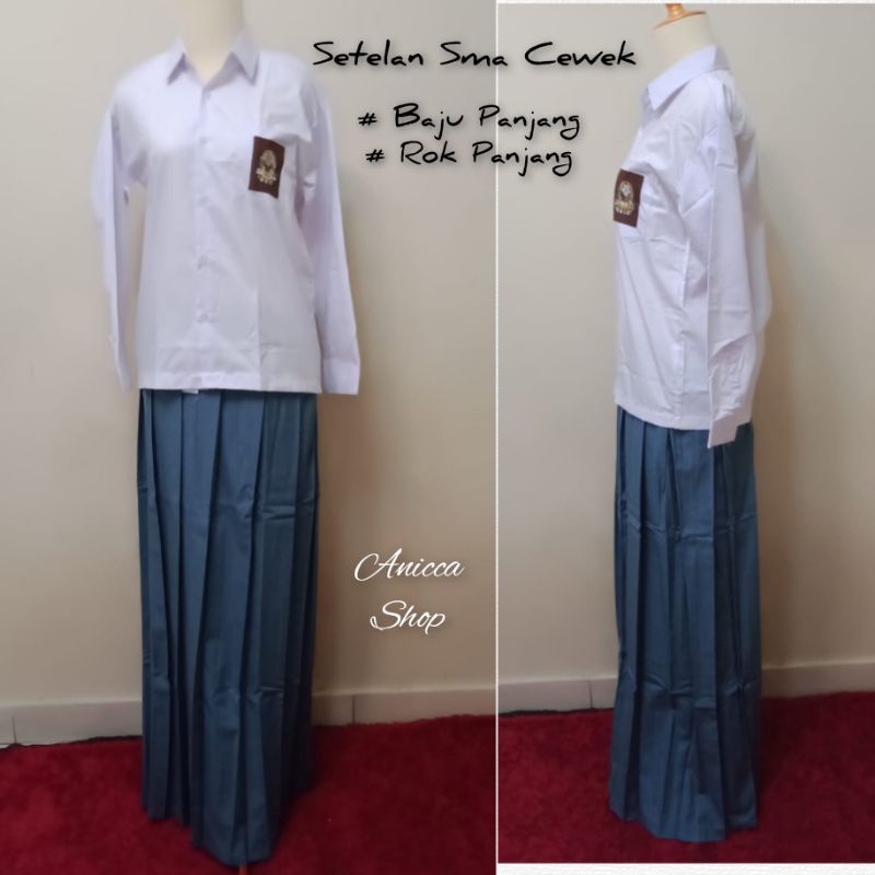 Setelan Sma Cewek Baju Panjang Rok Panjang Seragam Sekolah